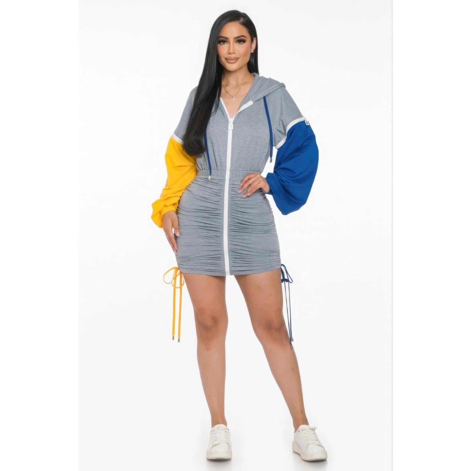

Мини-платье со съемной молнией FASHNZFAB, синий/желтый