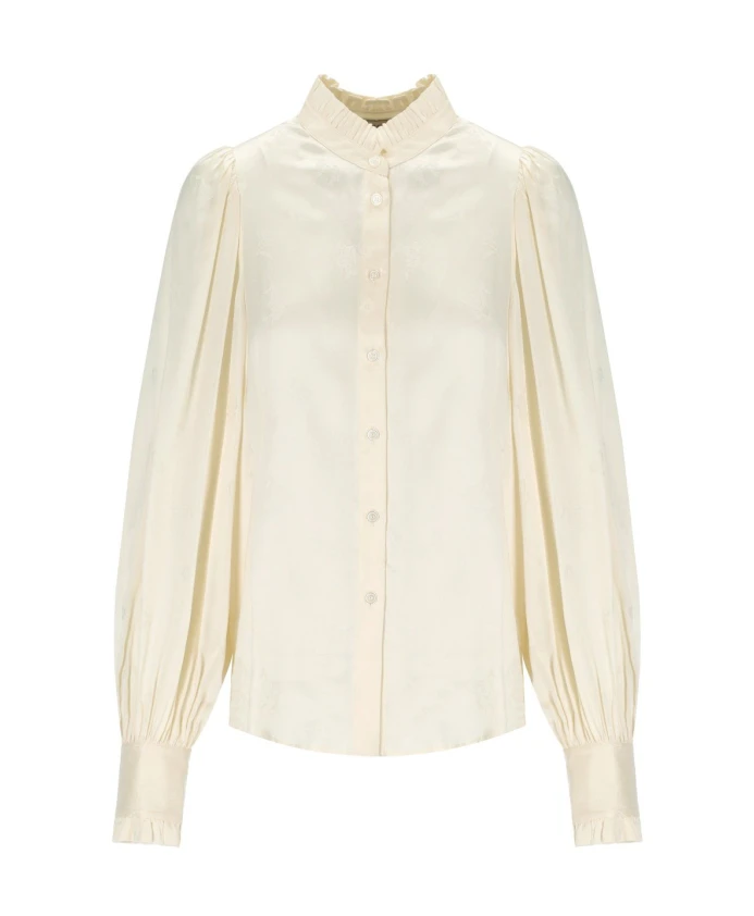 

Рубашка из жаккардового атласа с оборками. Twinset, бежевый