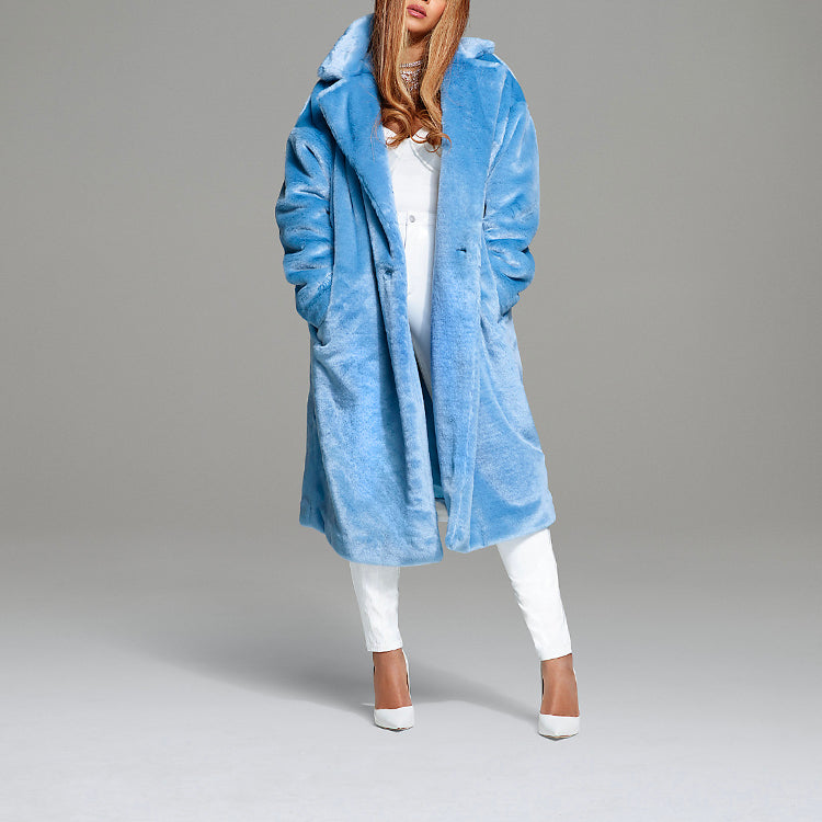 Куртка Adidas originals x Ivy Park Crossover Plush Long Large Jacket Couple Style Blue — фото 3