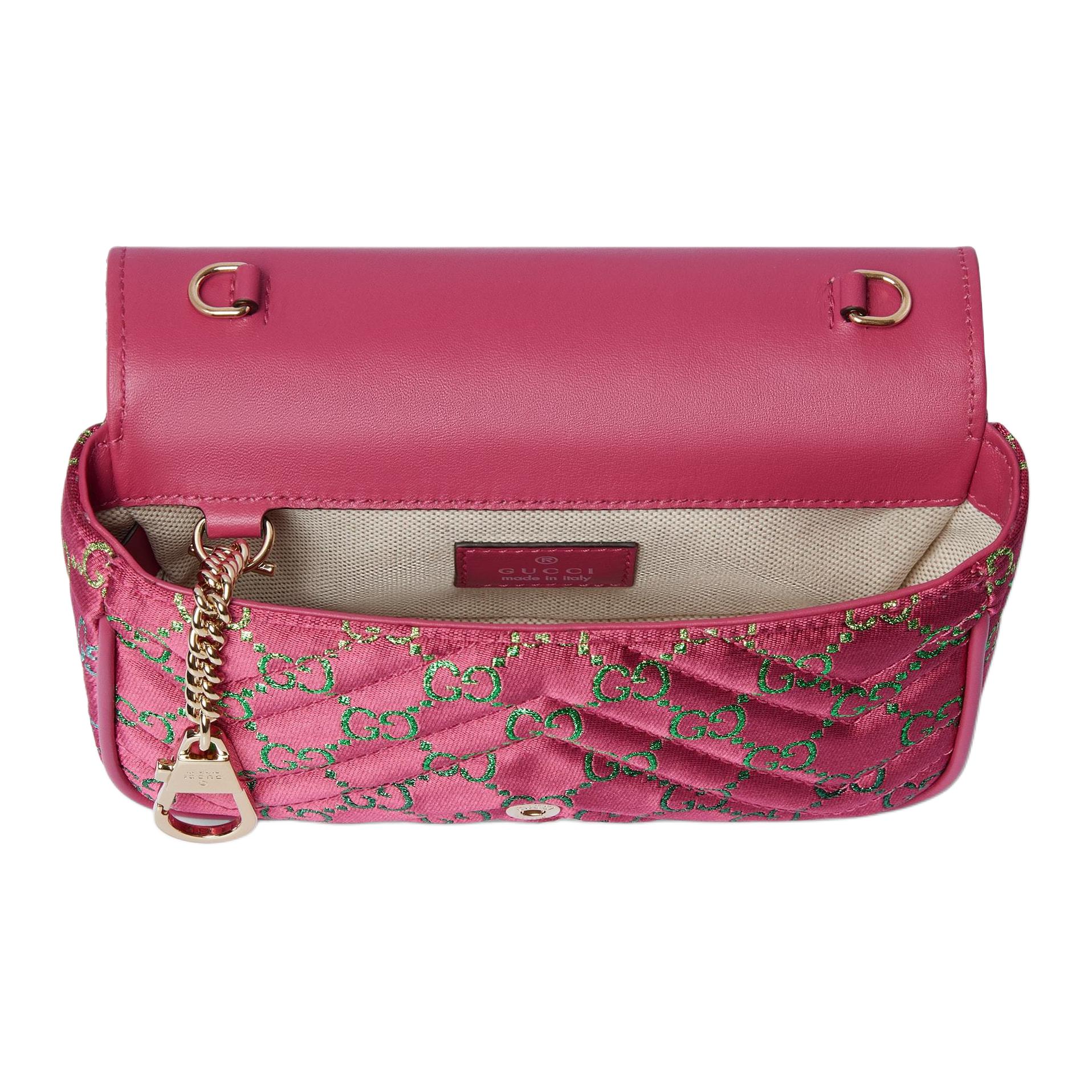 Женская сумка через плечо GUCCI GG Marmont Canvas Extra Mini, розовая — фото 4