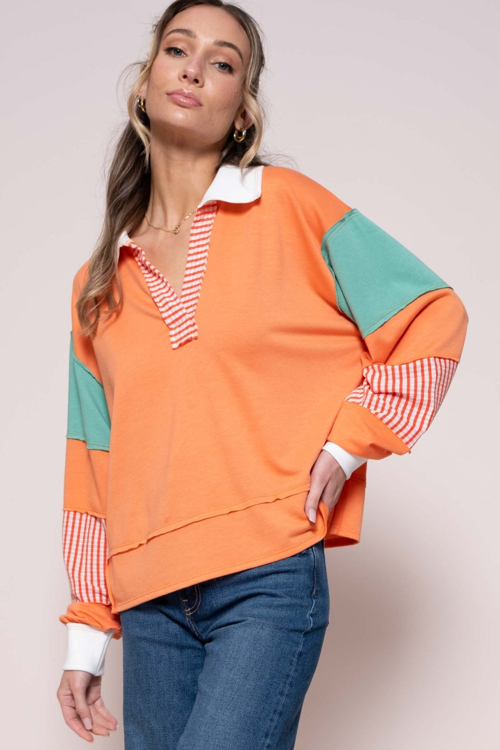 

Топ Color Block с полосатой панелью FASHNZFAB, цвет coral