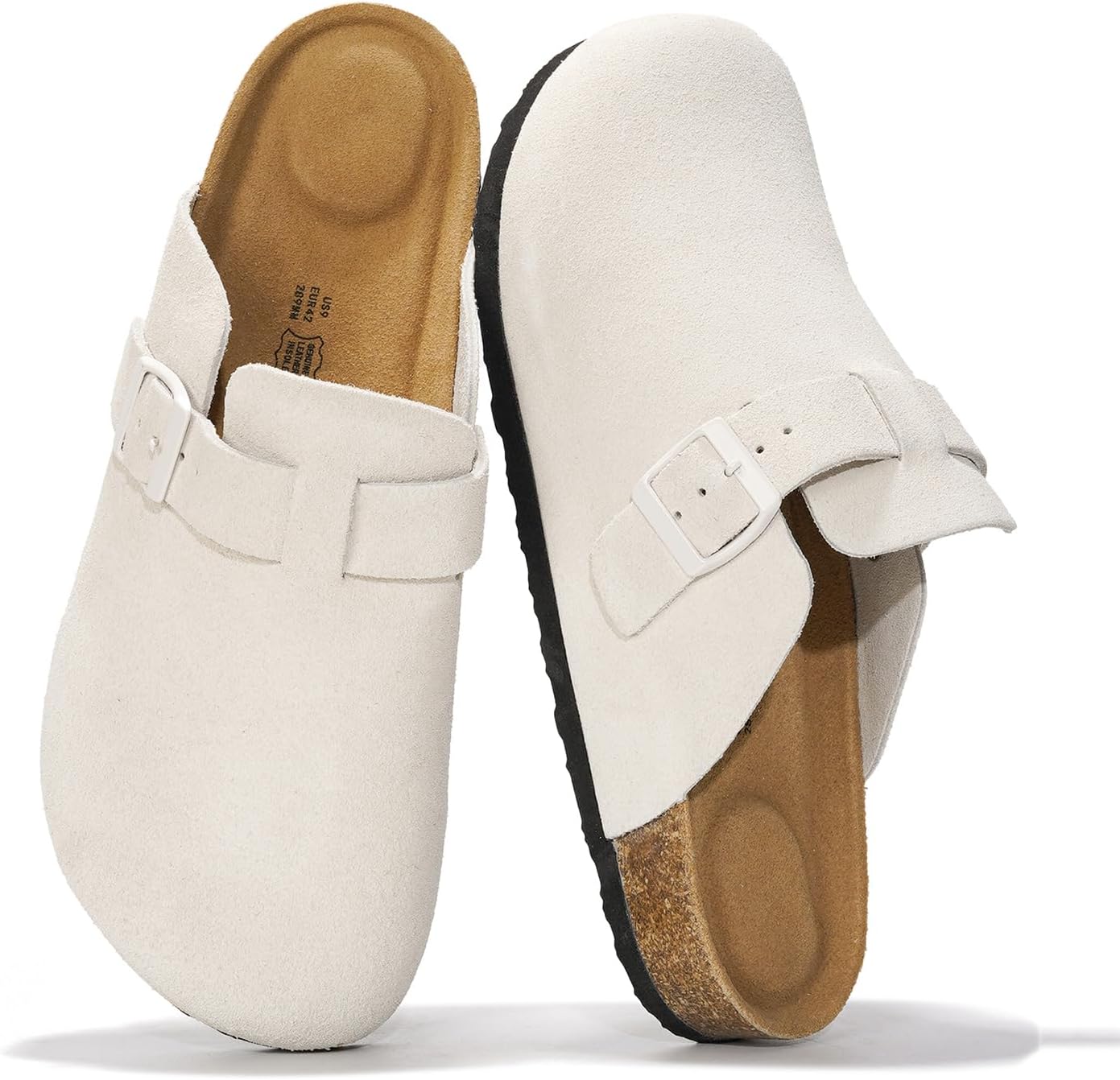 

Мужские сабо Project Cloud - 100 натуральная кожа полного слоя, сабо с мемори-пеной для мужчин, поддержка свода стопы, пробковая стелька, противоскользящая подошва (Brooklyn), белый