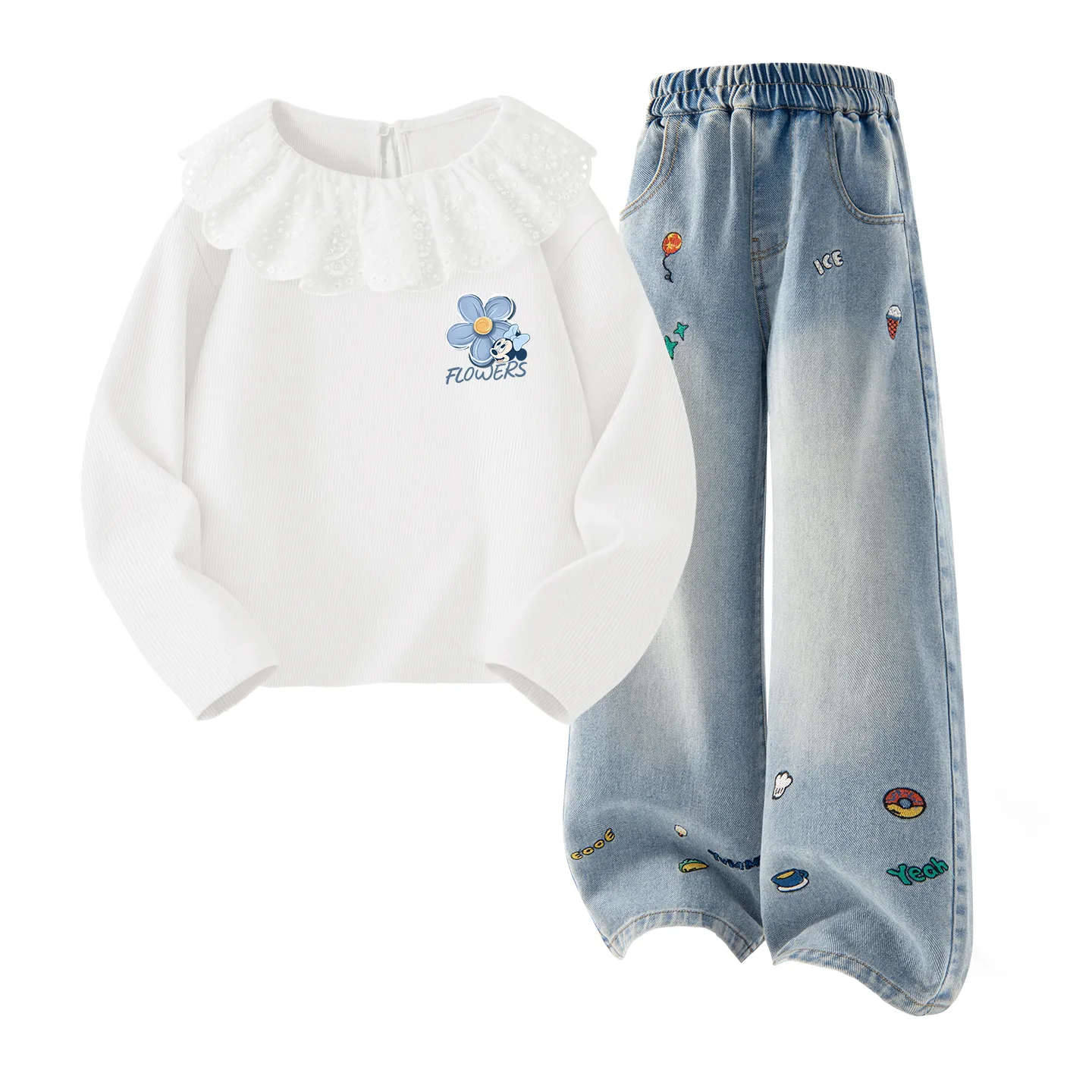 Детский спортивный комплект Casual Disney, Di Flower Trail K Gardenia White+Solid Color Denim Blue