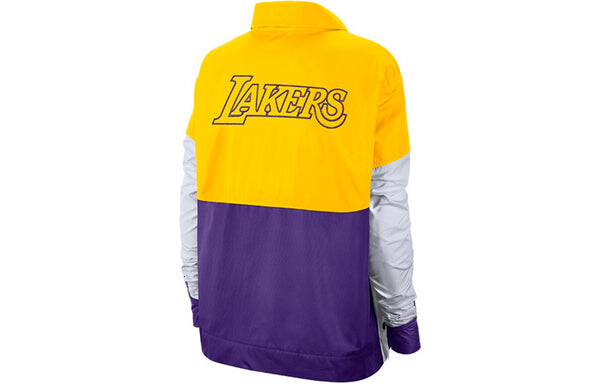 Куртка nba lakers basketball sports contrasting colors woven jacket yellow Nike, желтый — фото 2