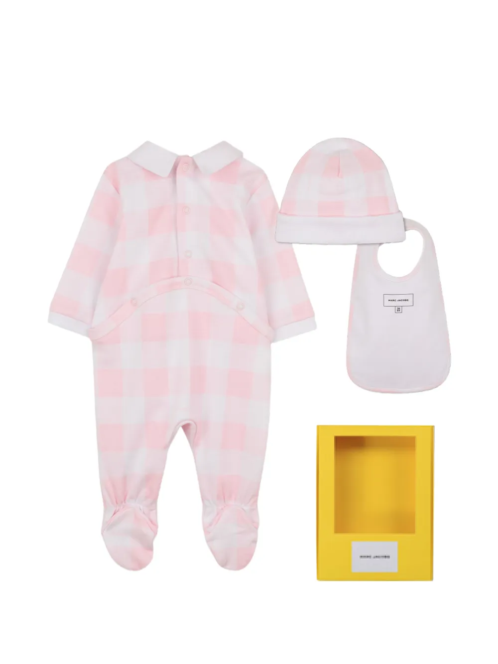 Клетчатый комплект для новорожденного Marc Jacobs Kids, розовый — фото 2