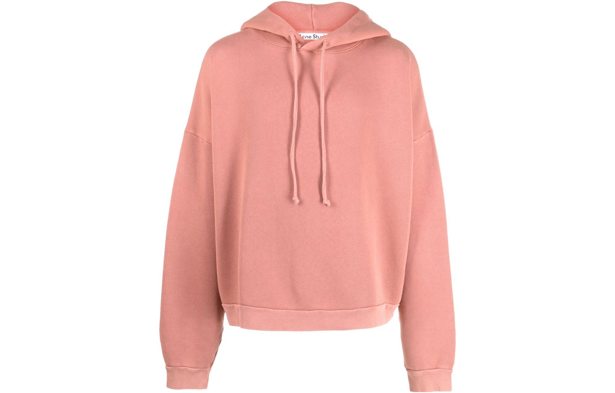 Толстовка с логотипом на заплатке и шнурком Acne Studios, розовая — фото 2