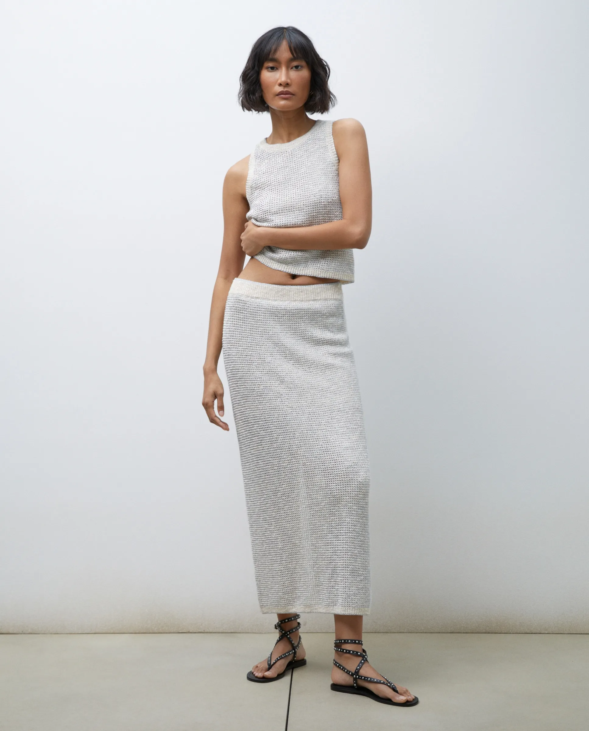 

Юбка трикотажная с люрексом серебристая Tintoretto, бронзовый