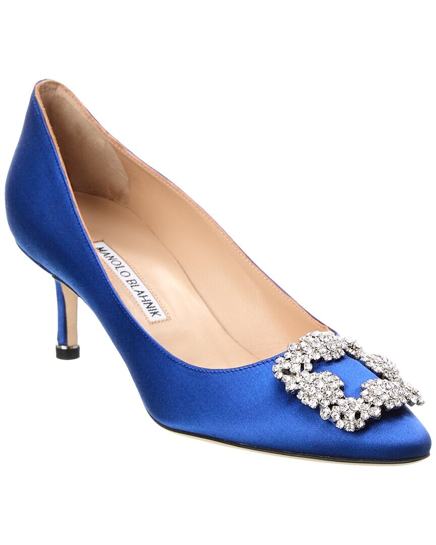

Атласные туфли Manolo Blahnik Hangisi 50, синий