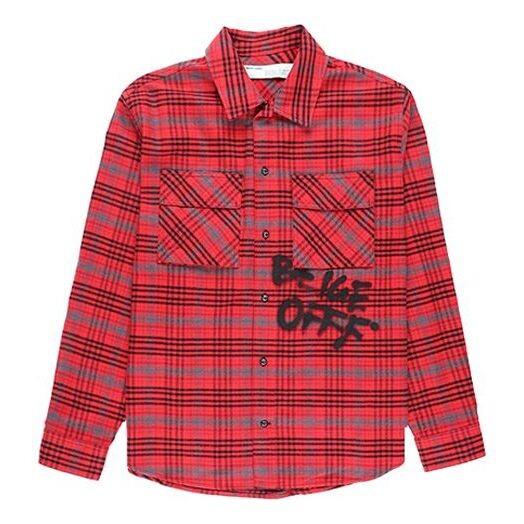 

Рубашка bled cotton pattern shirt 'red black' Off-White, красный