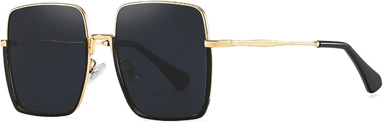 

Крупные квадратные солнцезащитные очки для женщин и мужчин, полуободковые, с защитой от УФ-излучения, мужские панк-очки, модные женские солнцезащитные очки mincl, Gold Black