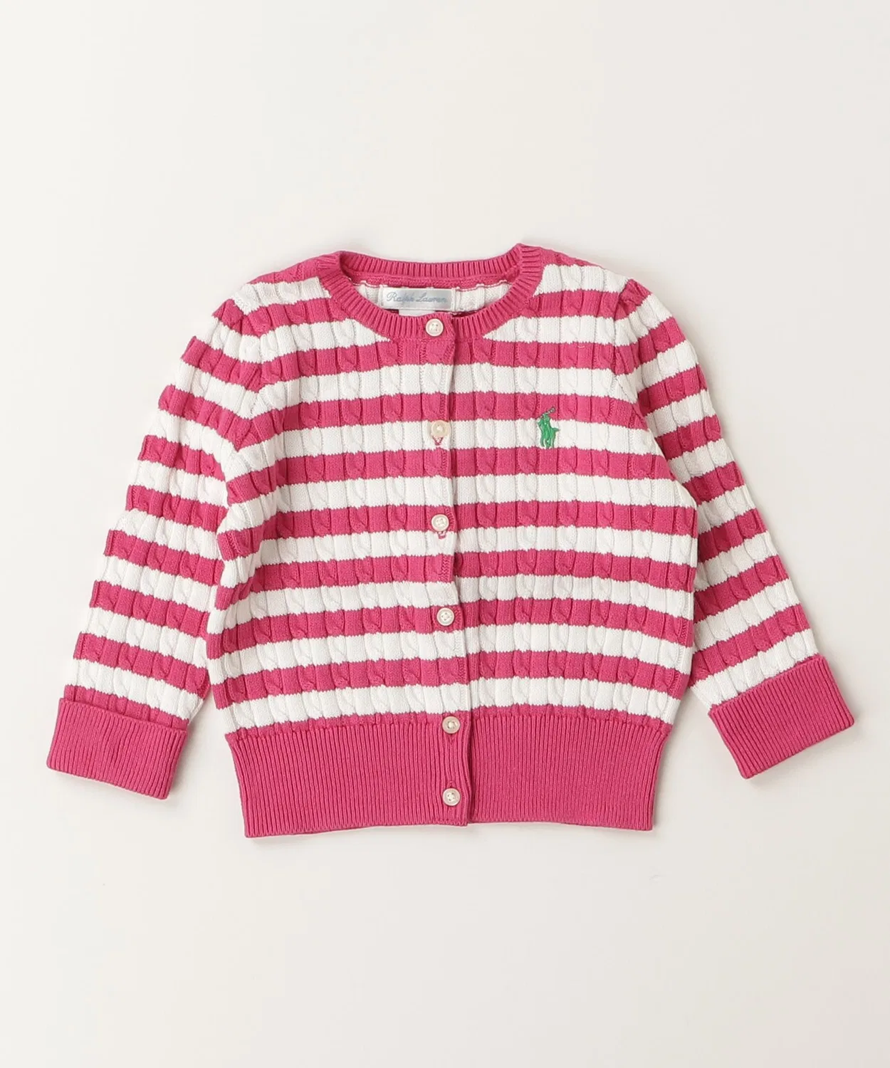 Кардиган детский с полосками и мини-косами Ralph Lauren, розовый — фото 4