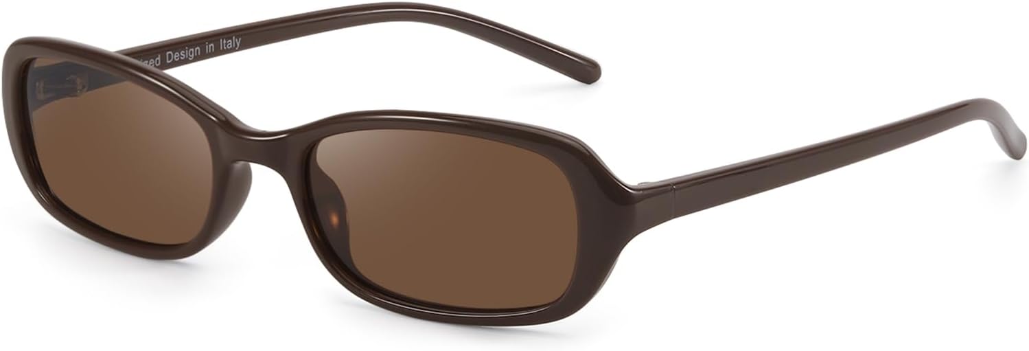 

Солнцезащитные очки SODQW прямоугольной и овальной формы для женщин, поляризованные, в стиле 90-х, маленькие, модные, узкие, с защитой от УФ-излучения UV400, A02- Brown/Brown