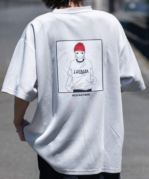 

Футболка с перфорацией на спине и боковым разрезом Red Cap Girl, красная