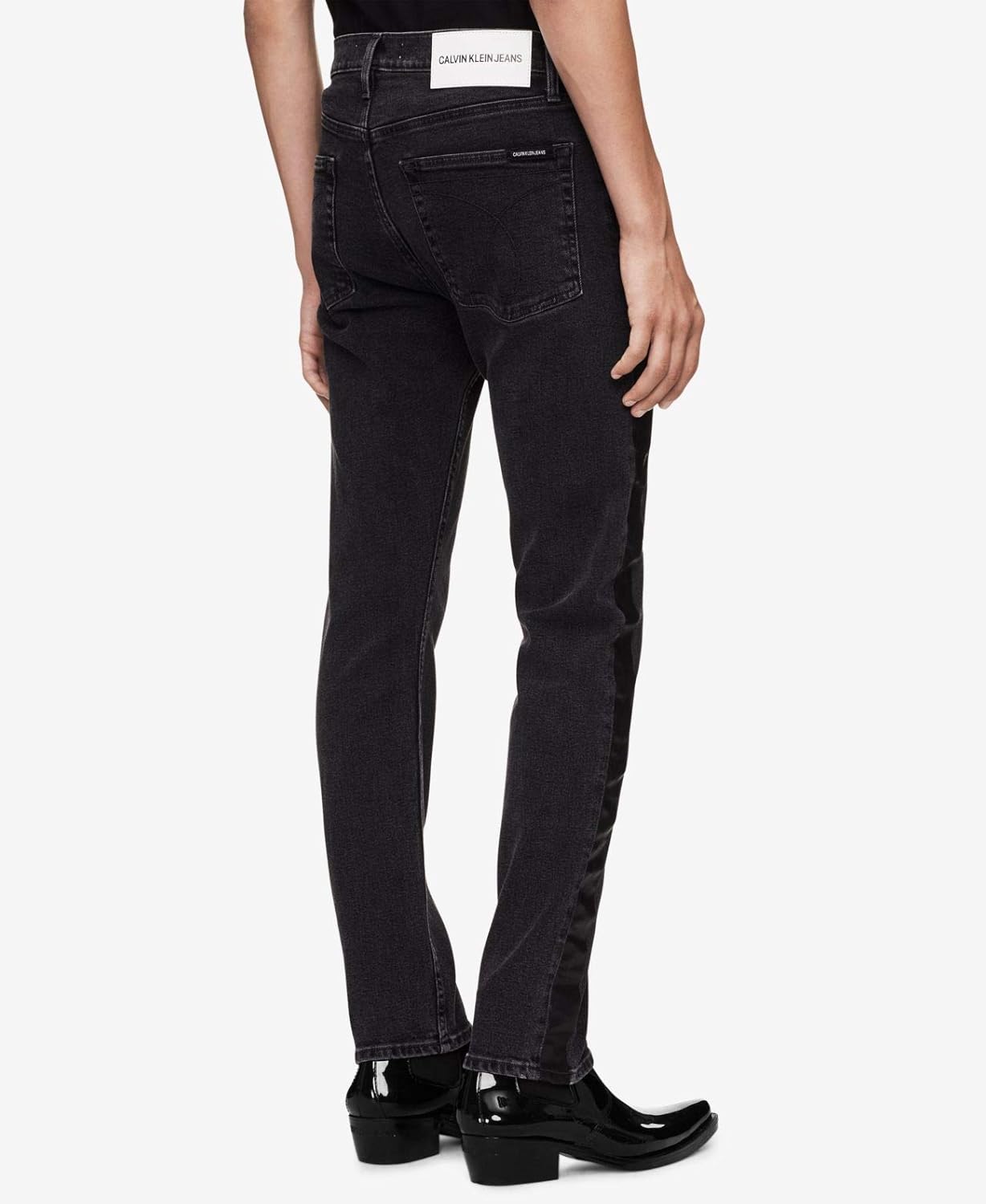 Мужские джинсы Calvin Klein Slim Fit с полосками по бокам, Greyblackstri — фото 3