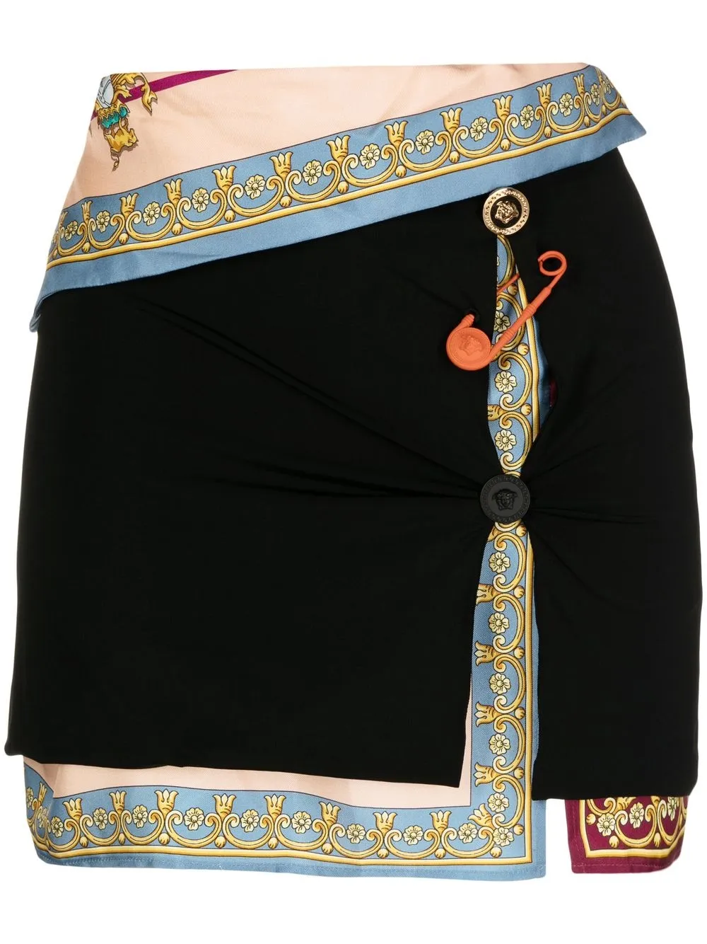 

Юбка мини с декором Safety Pin VERSACE, черный