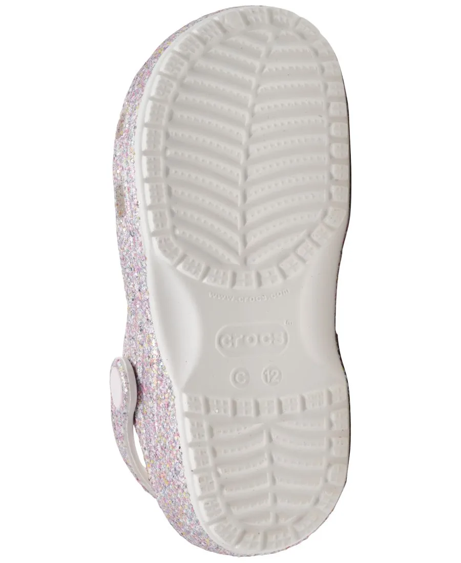 Классические сабо с блестками для маленьких девочек от Finish Line Crocs, белый — фото 2