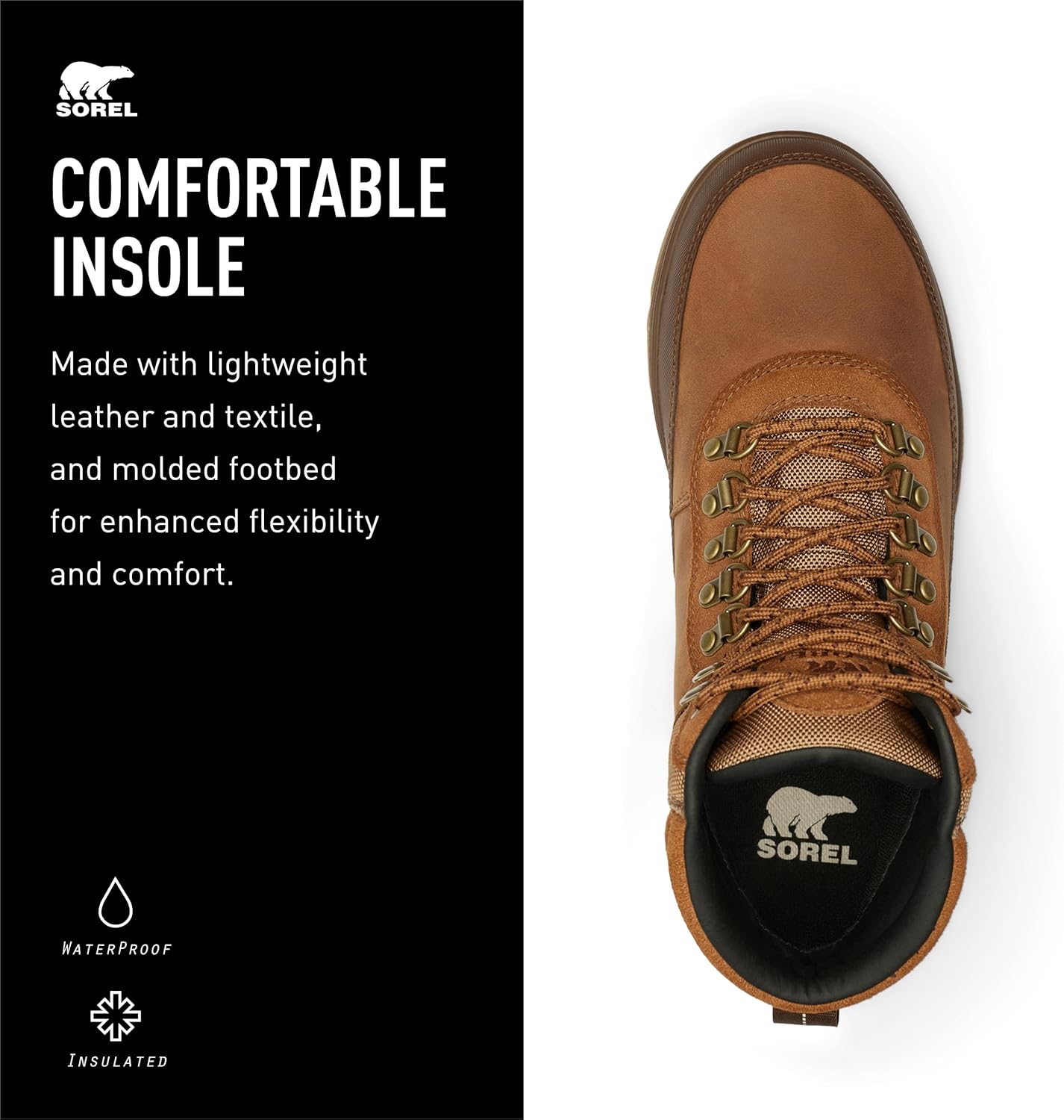 Мужские водонепроницаемые ботинки Sorel Ankeny II Hiker, Velvet Tan/Tobacco — фото 4