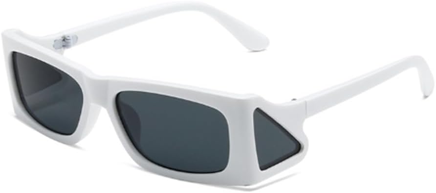 

Солнцезащитные очки в стиле панк, квадратные, с боковыми линзами. Солнцезащитные очки для путешествий на открытом воздухе. Модные очки для повседневного ношения Weloveushop, Solid White Frame Gray Flakes