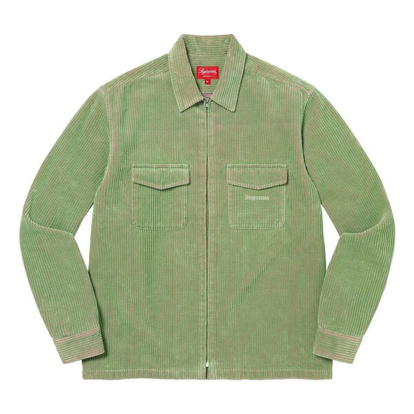 

Рубашка 2-tone corduroy zip up shirt 'green' Supreme, зеленый