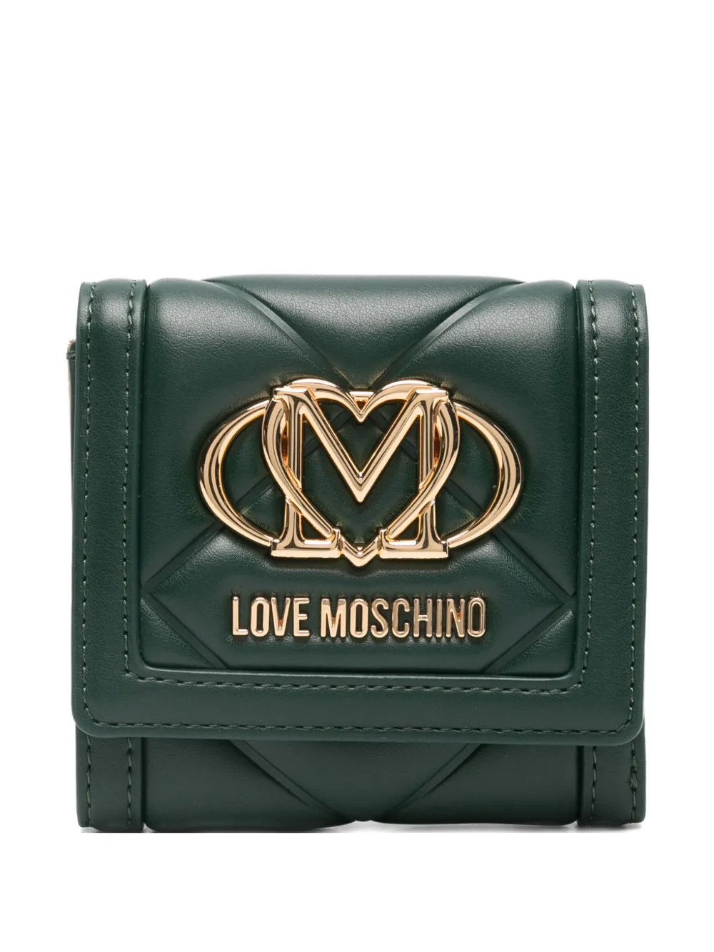 

Стеганый кошелек с логотипом Love Moschino, зеленый