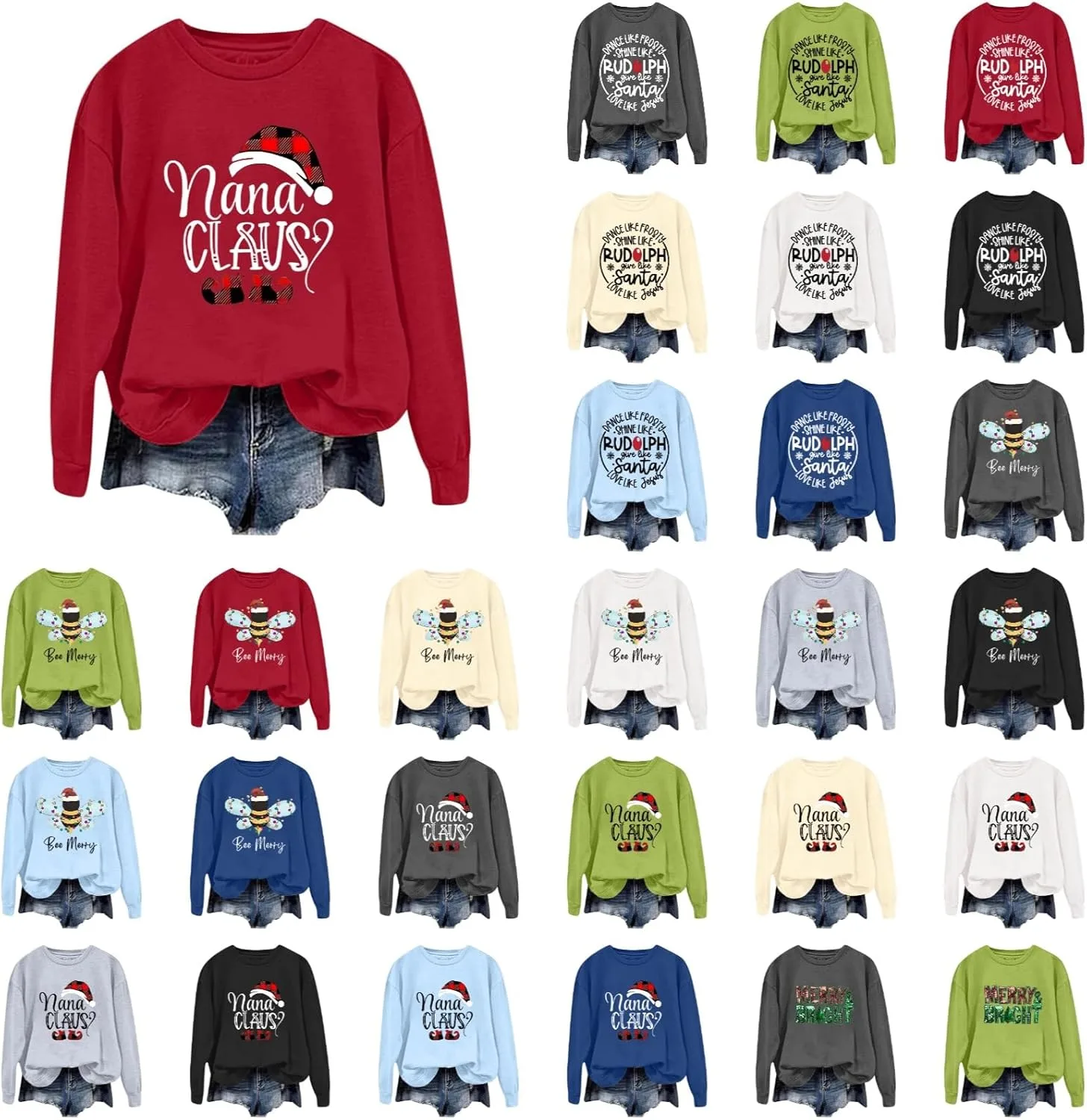 

Свитшот женский рождественский с принтом Santa