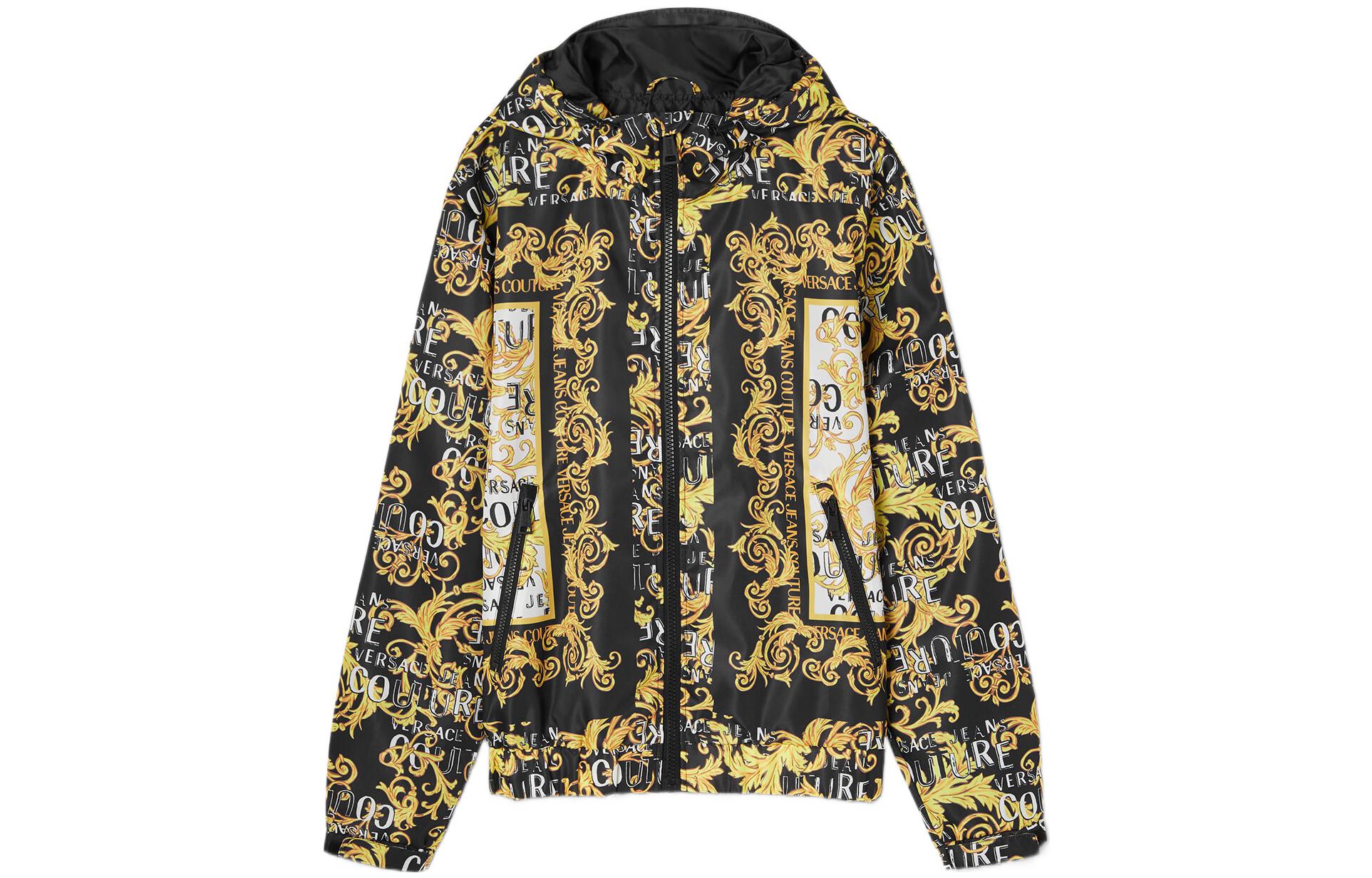 

VERSACE JEANS COUTURE Куртка с капюшоном и логотипом, Black Gold
