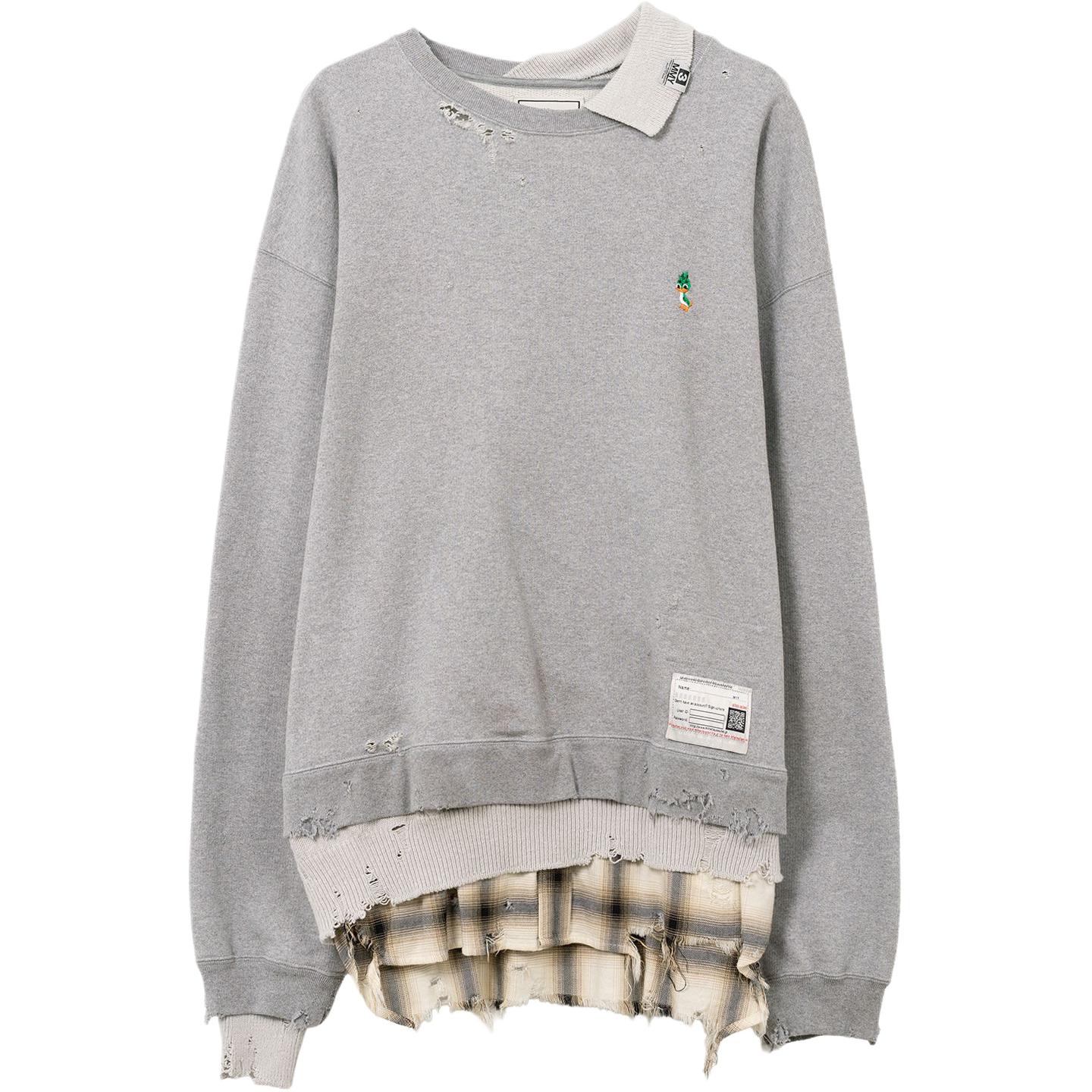 

Многослойный свитшот с бахромой Maison Mihara Yasuhiro, серый