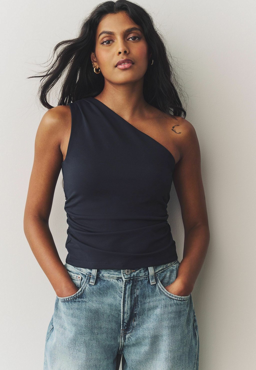 

Топ ONE SHOULDER RUCHED Next, синий