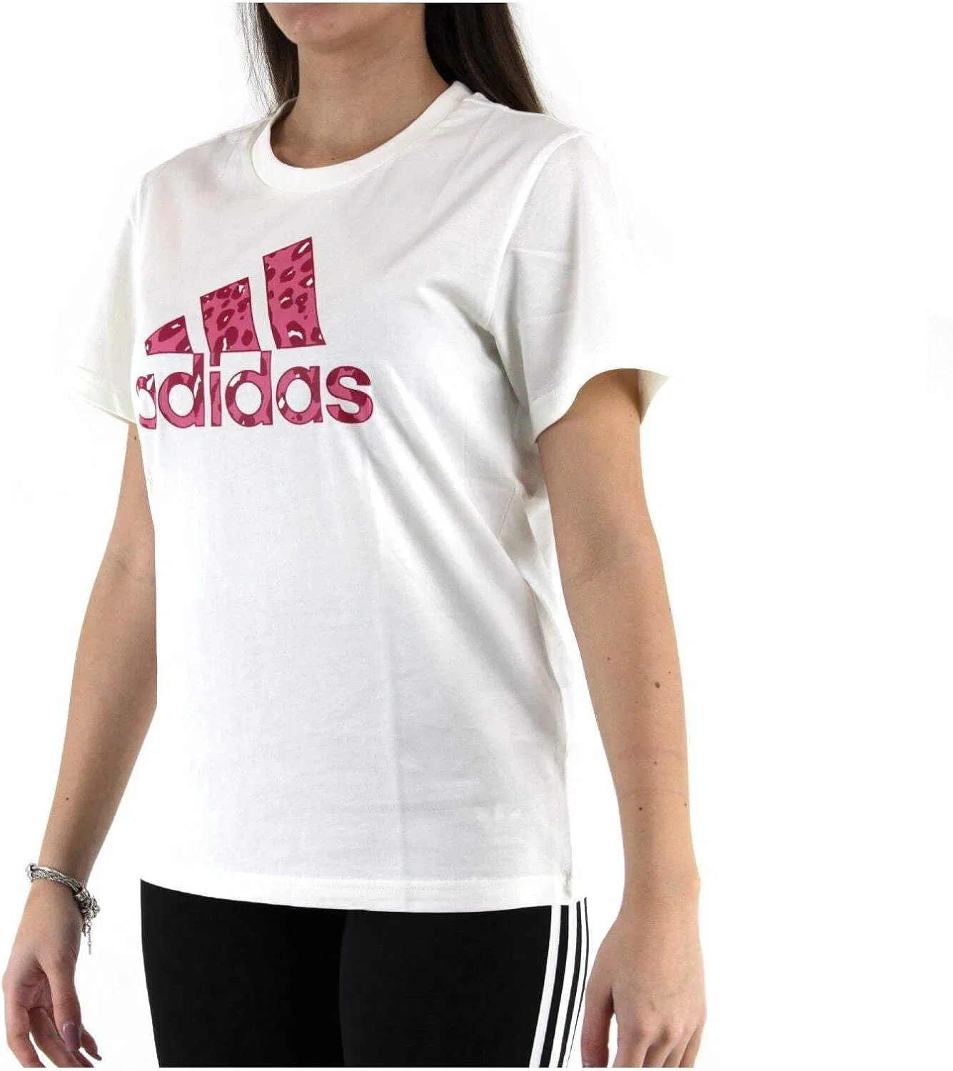 Футболка женская с принтом adidas, белый — фото 2