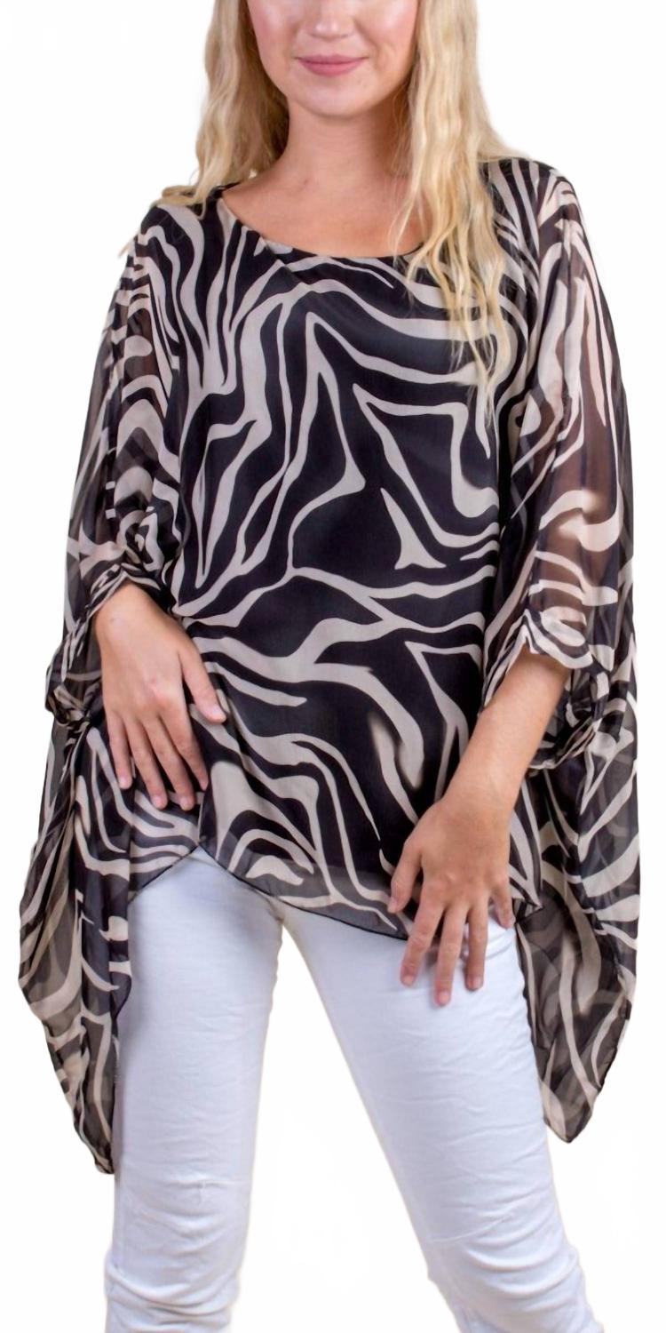 

Seta Zebra Print Kaftan Top In Black GIGI MODA