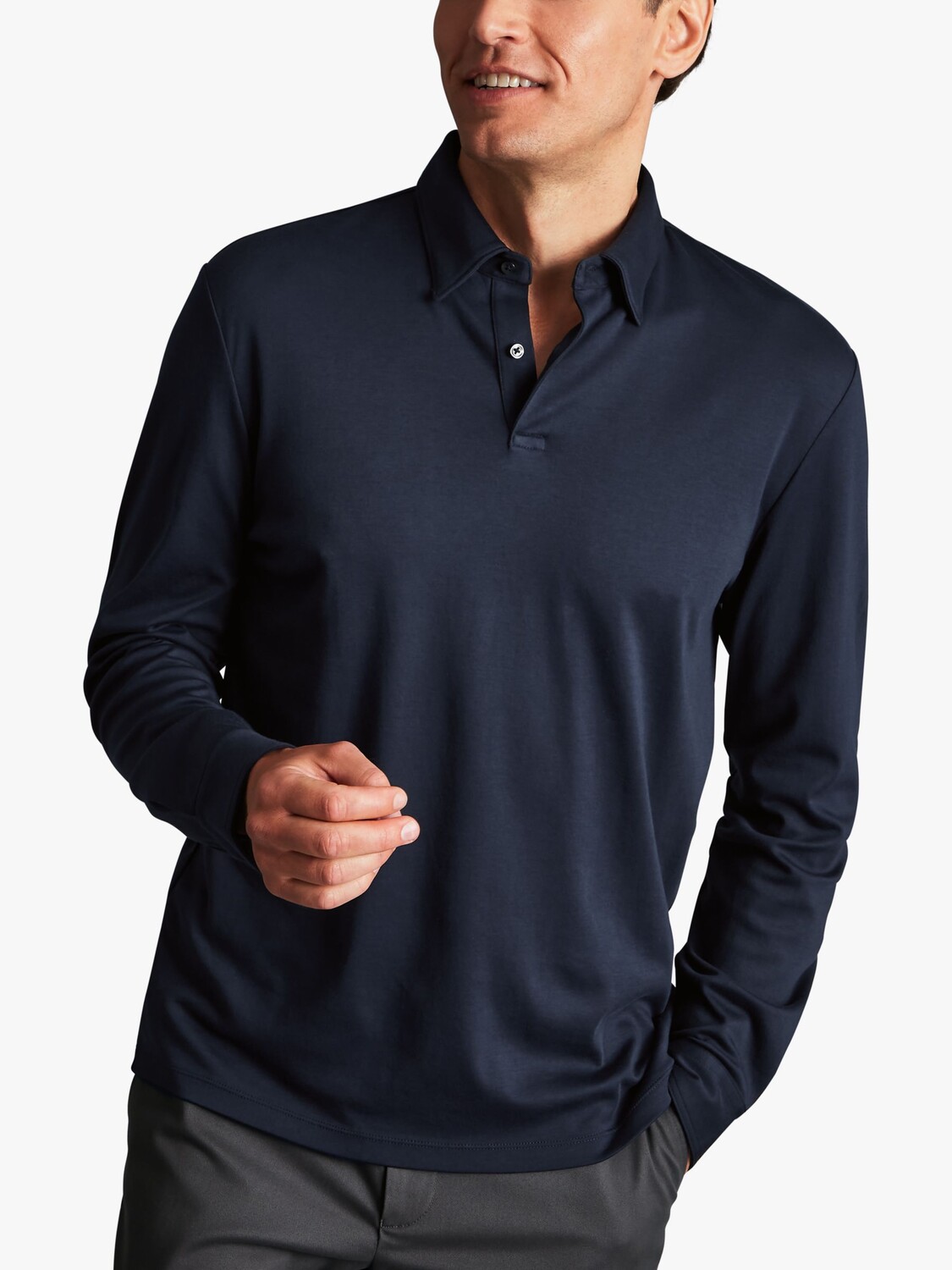 

Умная трикотажная рубашка-поло с длинными рукавами Charles Tyrwhitt