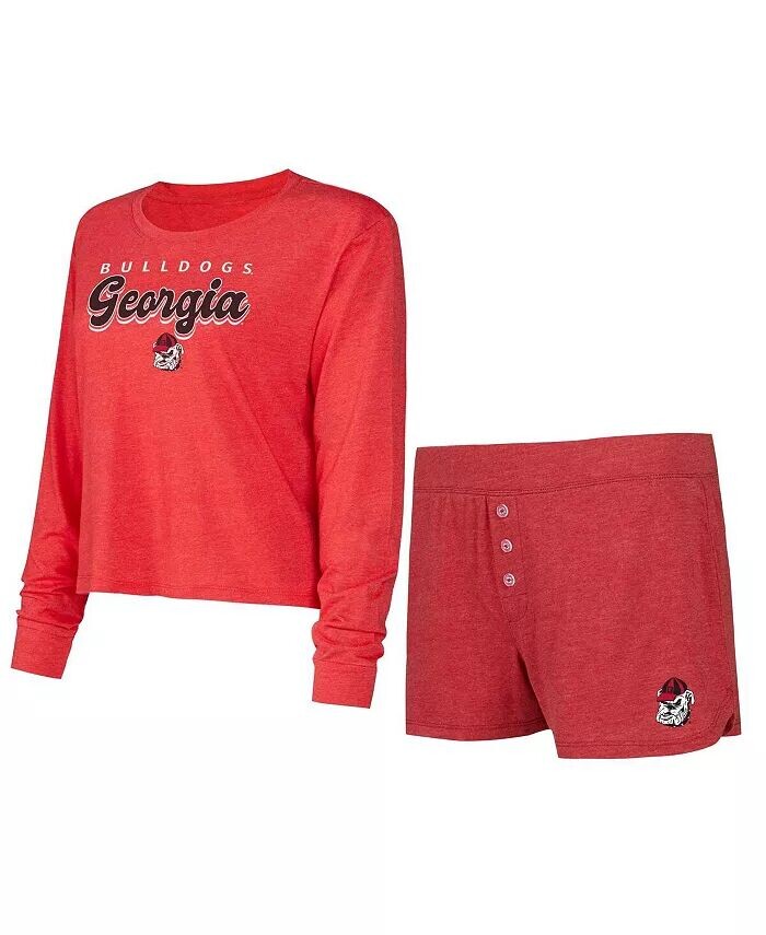 

Женский комплект из футболки и шорт с длинными рукавами Red Georgia Bulldogs Team Color Concepts Sport, красный