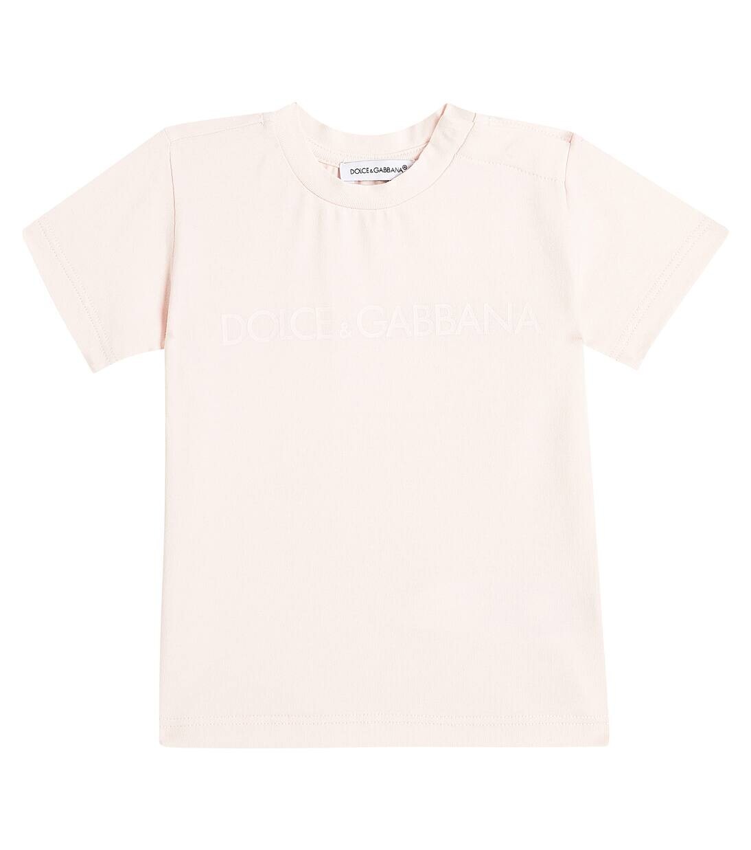 

Футболка из хлопкового трикотажа с логотипом для малышей Dolce&Gabbana Kids, цвет rosa polvere chiaris