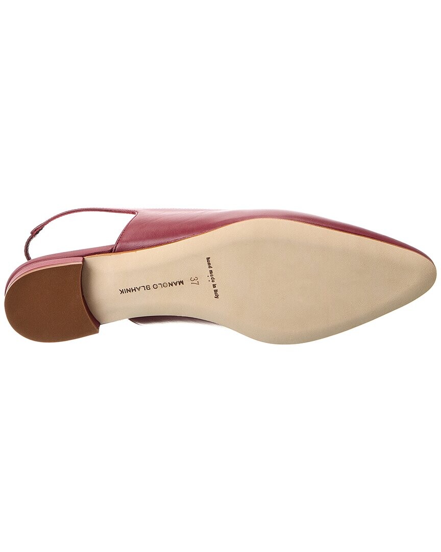 Кожаные балетки с ремешком на пятке Manolo Blahnik Sawra, красный