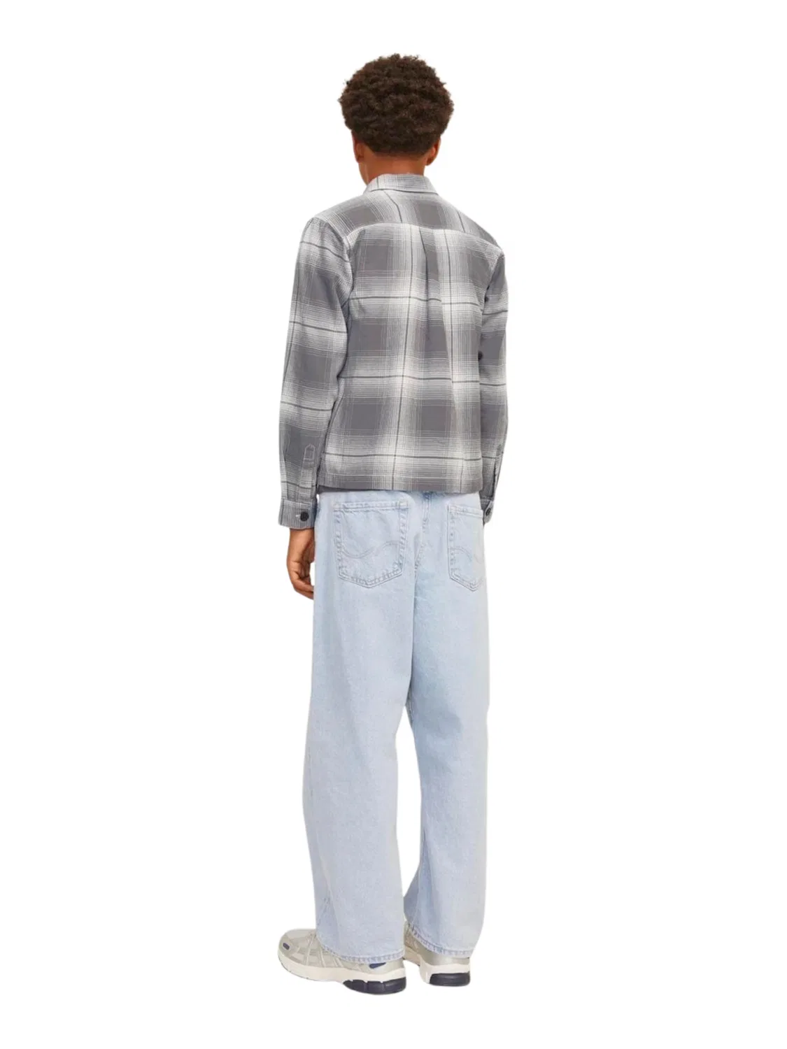 Удобная рубашка на пуговицах в клетку 'Чарли'. Jack & Jones Junior, Grey/Light Grey — фото 3