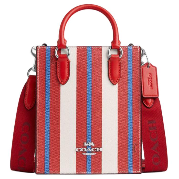 

Сумка через плечо из холста с кожей, женская, мини-сумка, разноцветная COACH