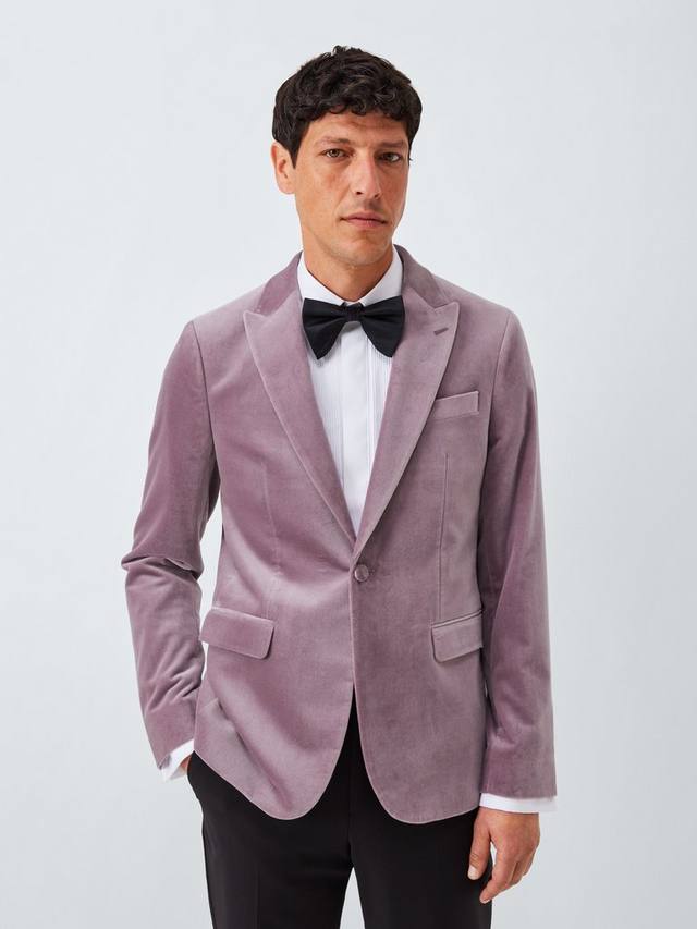 

Приталенный однобортный бархатный блейзер John Lewis, Purple Dove