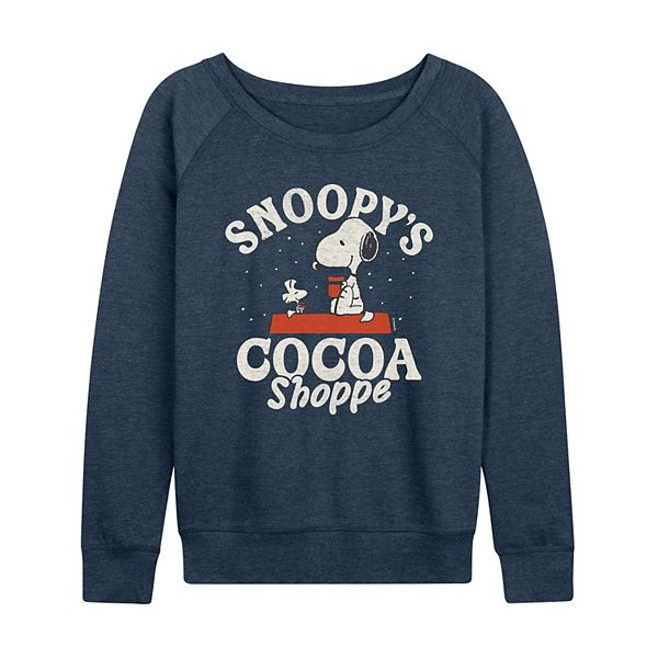 

Женская футболка с длинным рукавом и принтом Peanuts Snoopy's Cocoa Shoppe Licensed Character, Heather Indigo