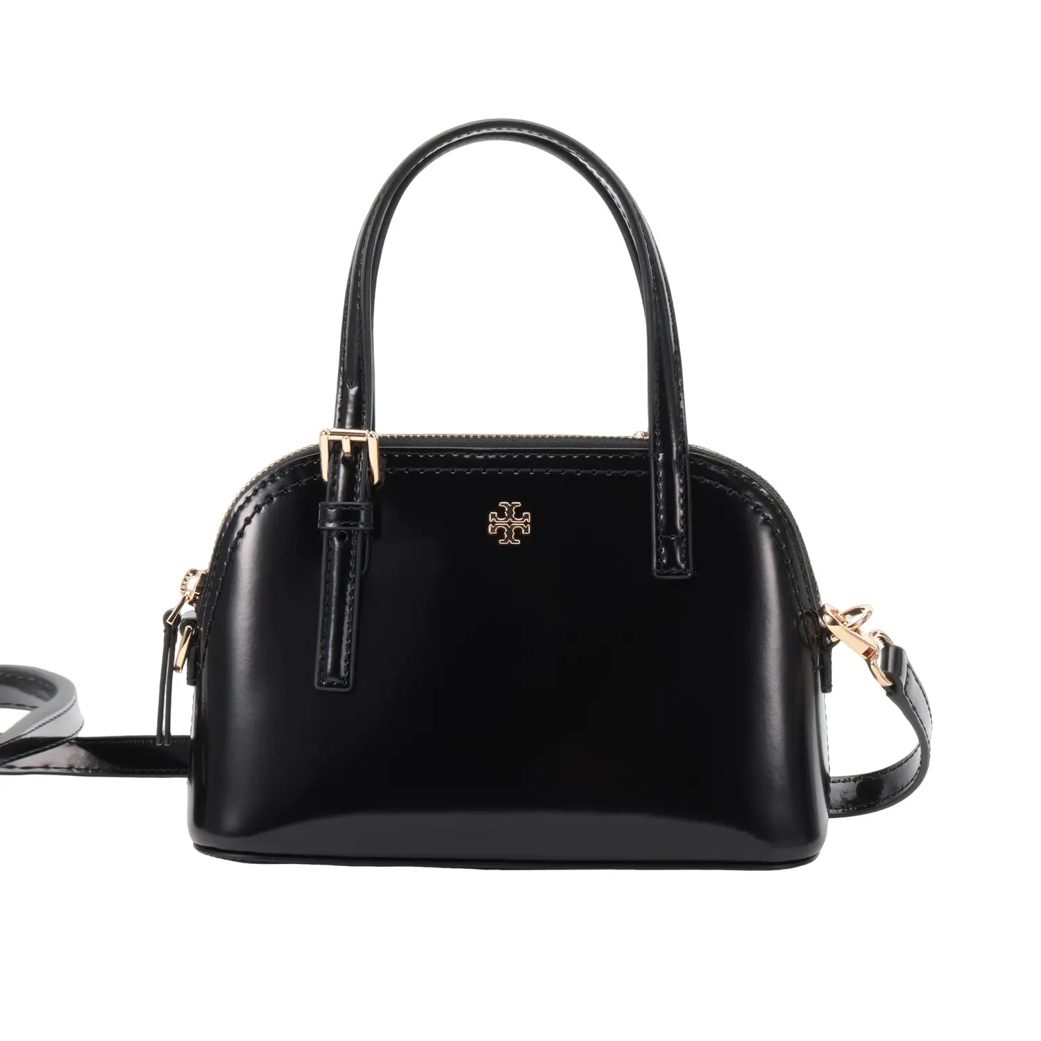

Сумка Emerson из лаковой кожи с куполообразной формой через плечо женская черная TORY BURCH