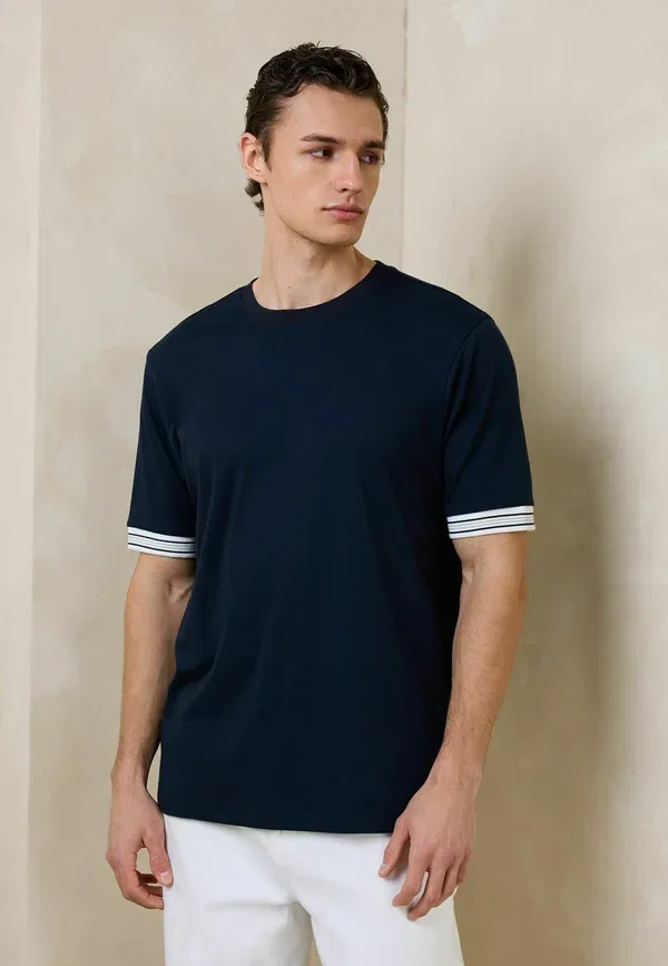Футболка Next Regular fit n.premium smart contrast cuff regular fit t-shirt, темно-синий