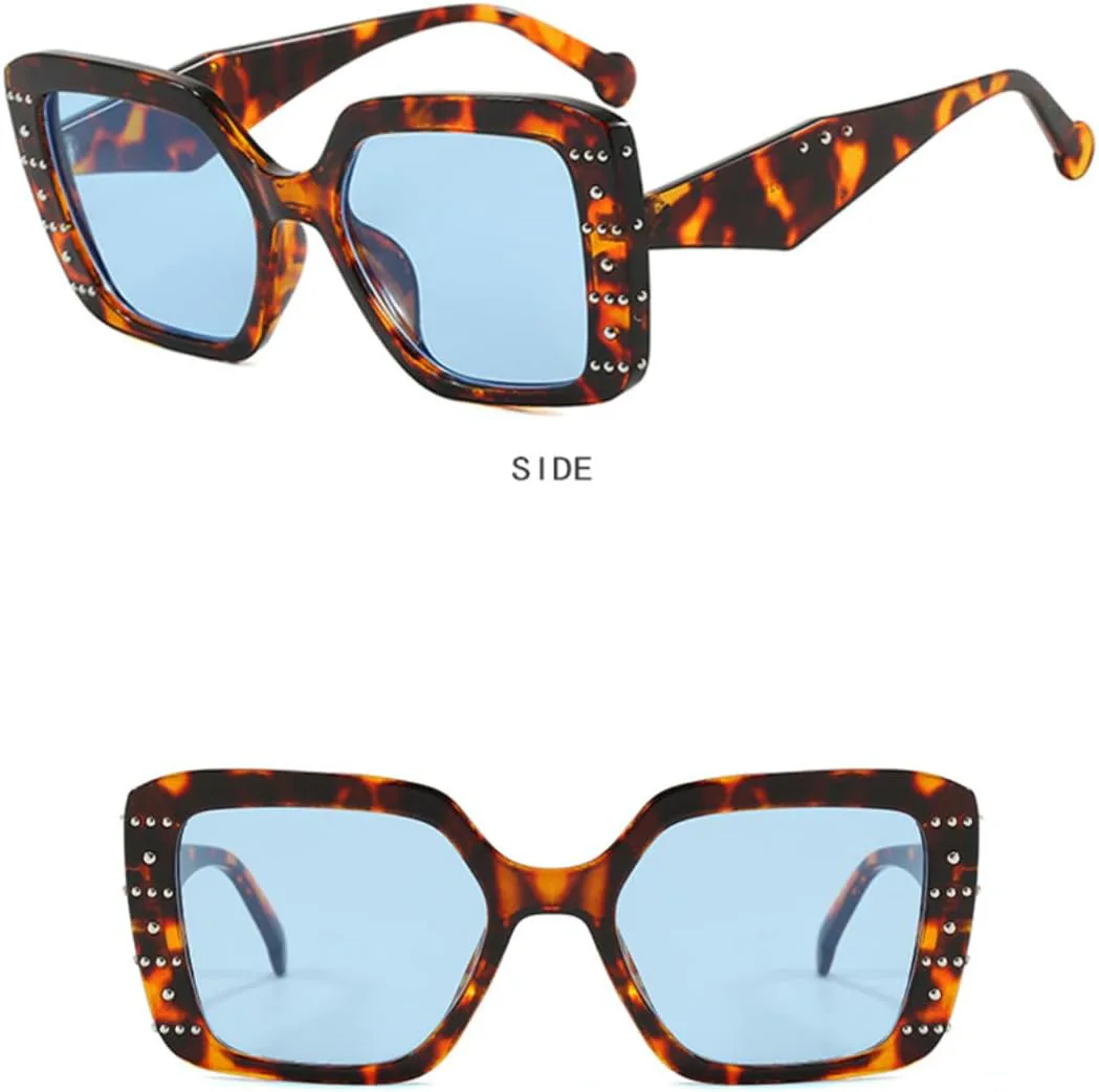 

Ретро-градиентные женские солнцезащитные очки класса люкс с заклепками, модные мужские солнцезащитные очки с защитой от УФ-излучения UV400 SZVVBKK, Leopard Green