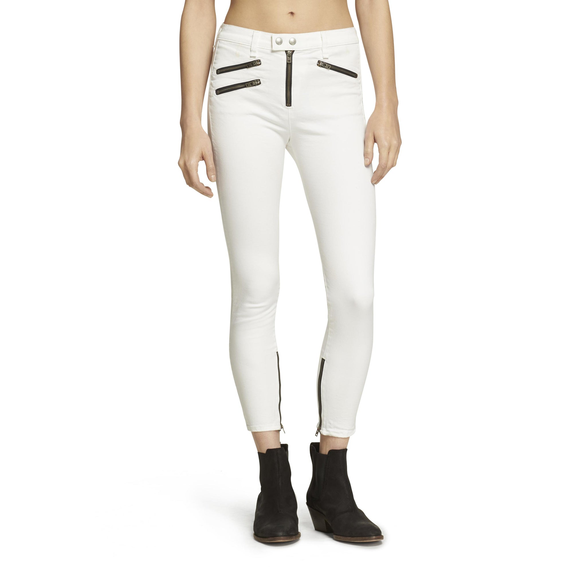 

Белые байкерские джинсы с высокой посадкой rag & bone