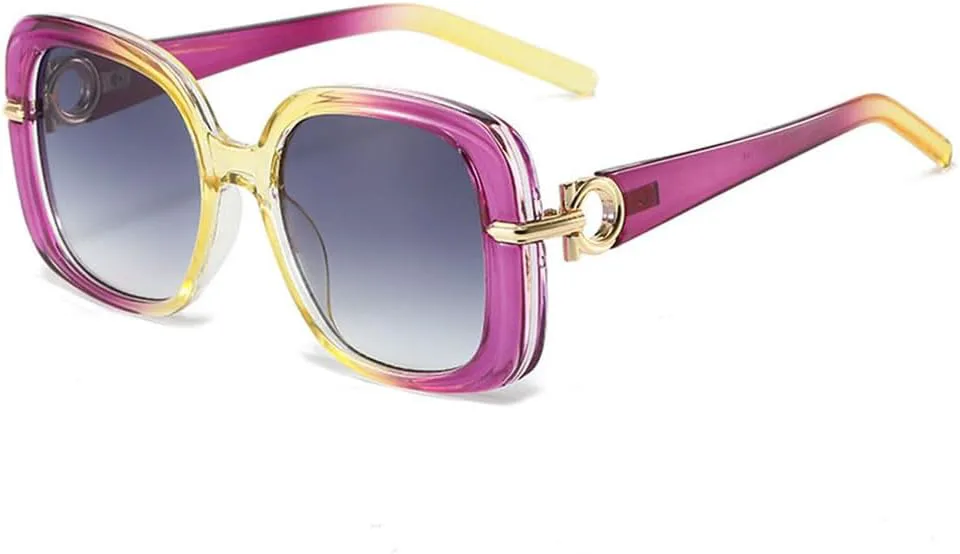 

Женские солнцезащитные очки Gradient Super High Grade с металлическими шарнирами и зеркальным покрытием, защита от УФ-излучения UV400 TYUVIVO, Purple Yellow