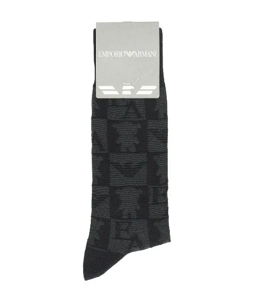 Носки Emporio Armani с принтом медведя и логотипом, хлопковые, черные