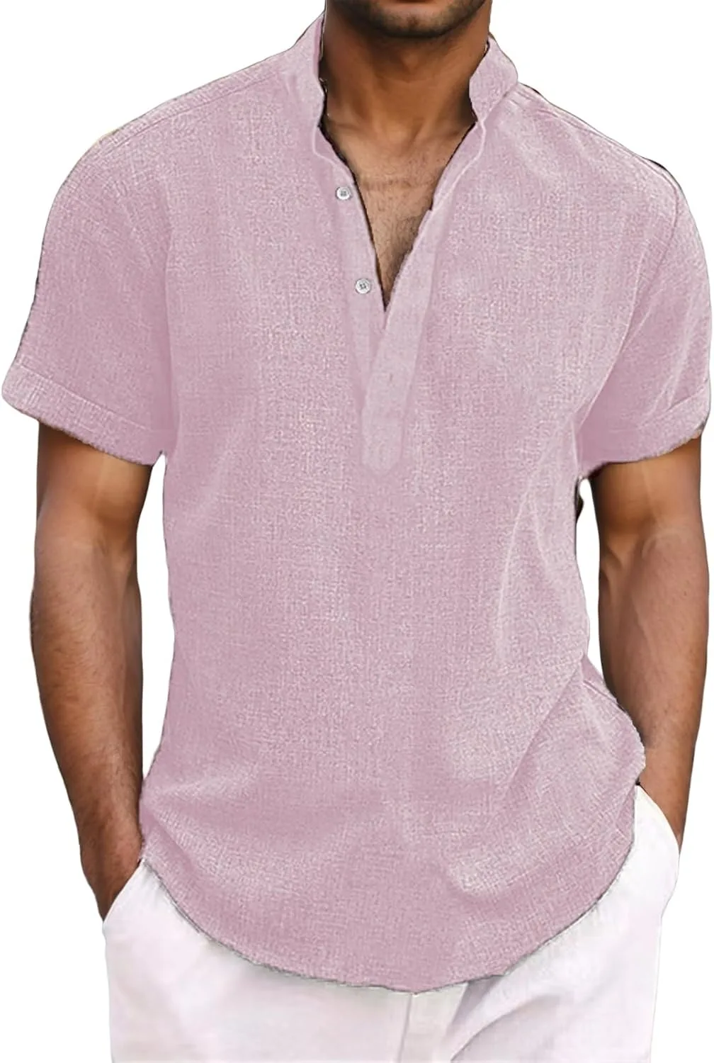 

Мужская футболка хенли с коротким рукавом и планкой на пуговицах YSERB