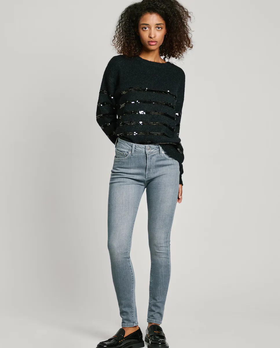 

Женские джинсы Regent Skinny средней посадки из эластичной ткани Pepe Jeans, серый