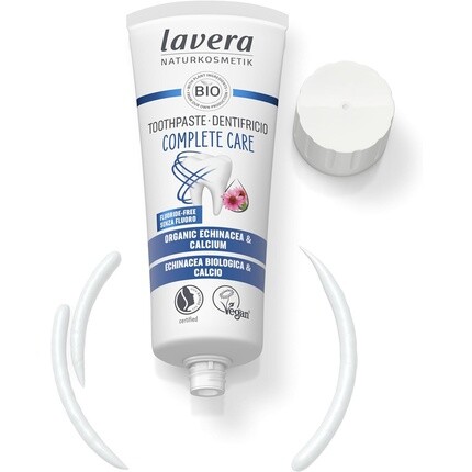 Зубная паста Lavera Complete Care, без фтора, защита 5 в 1, с активными растительными ингредиентами, органическая эхинацея и кальций, веганская натуральная косметика, 75 мл — фото 3