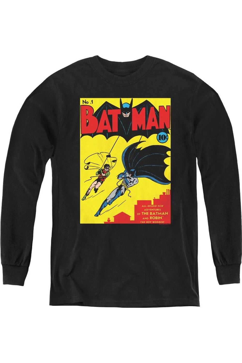 

Футболка Batman First с длинным рукавом для детей Gildan, черный