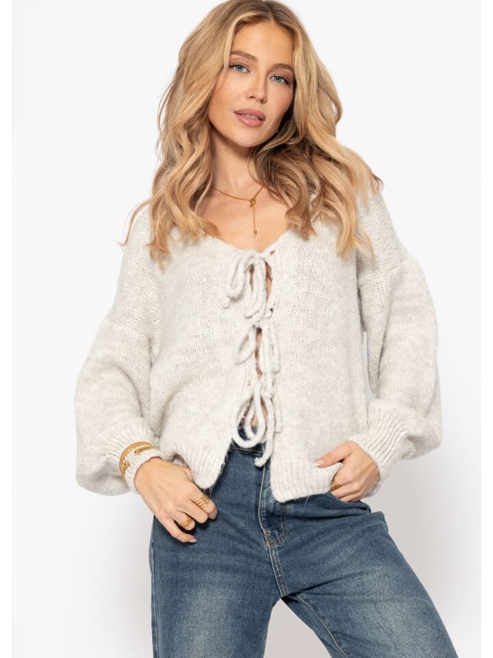 

Кардиган SASSYCLASSY Strickweste mit Bindenbänder, цвет Greige