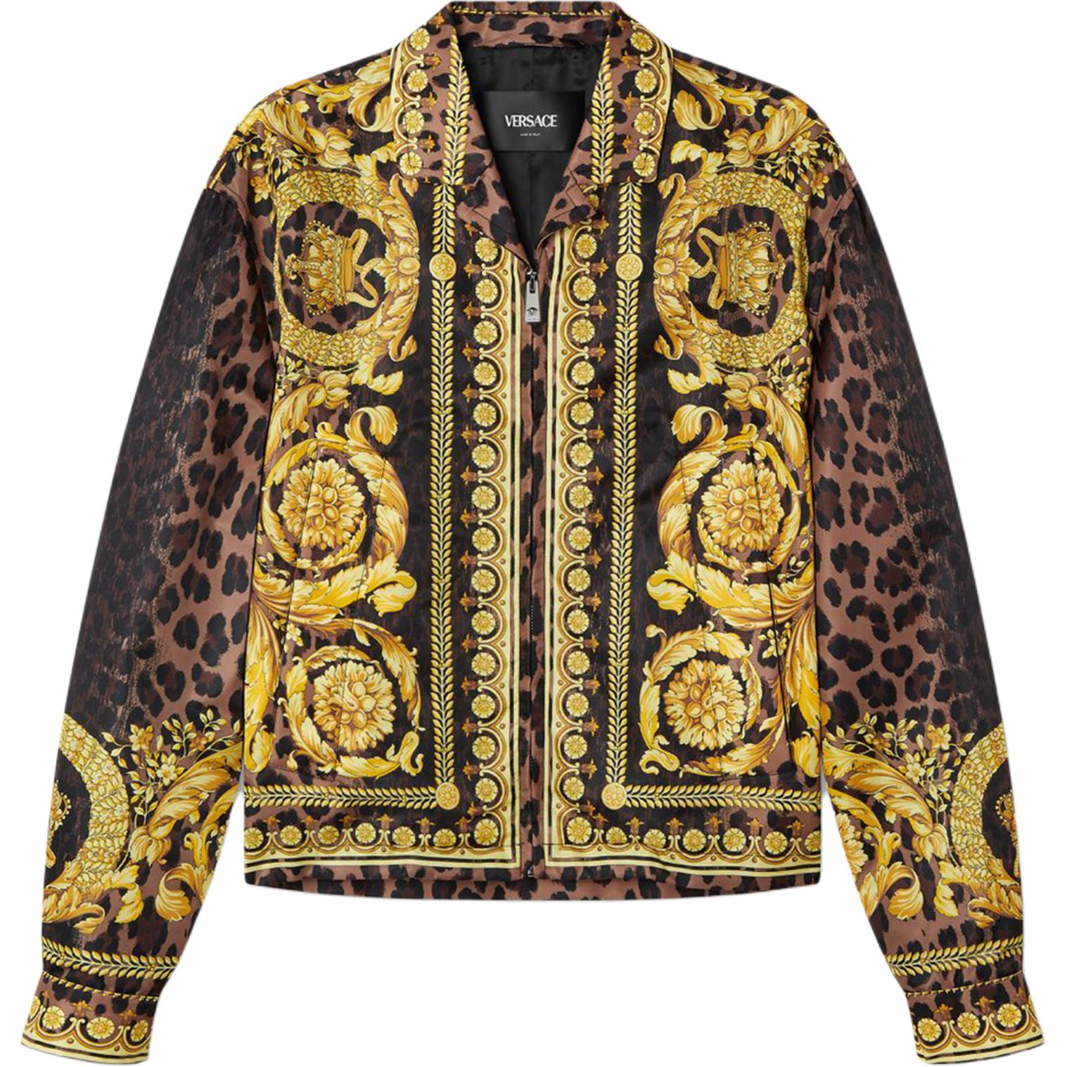 Куртка на молнии с принтом в стиле барокко Versace, золото
